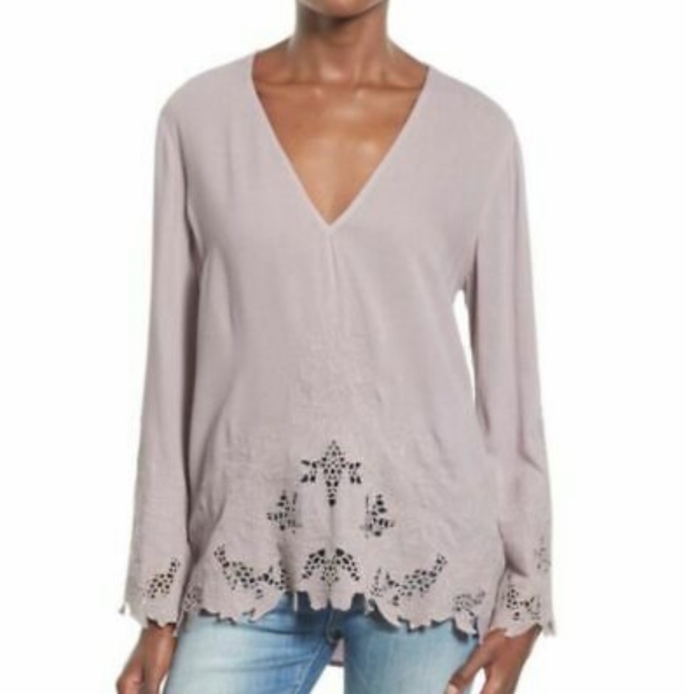 Astr the Label lavender floral embroidered top